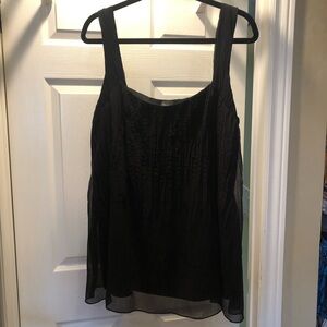 Eileen Fisher Black Textured Silk Blouse XL